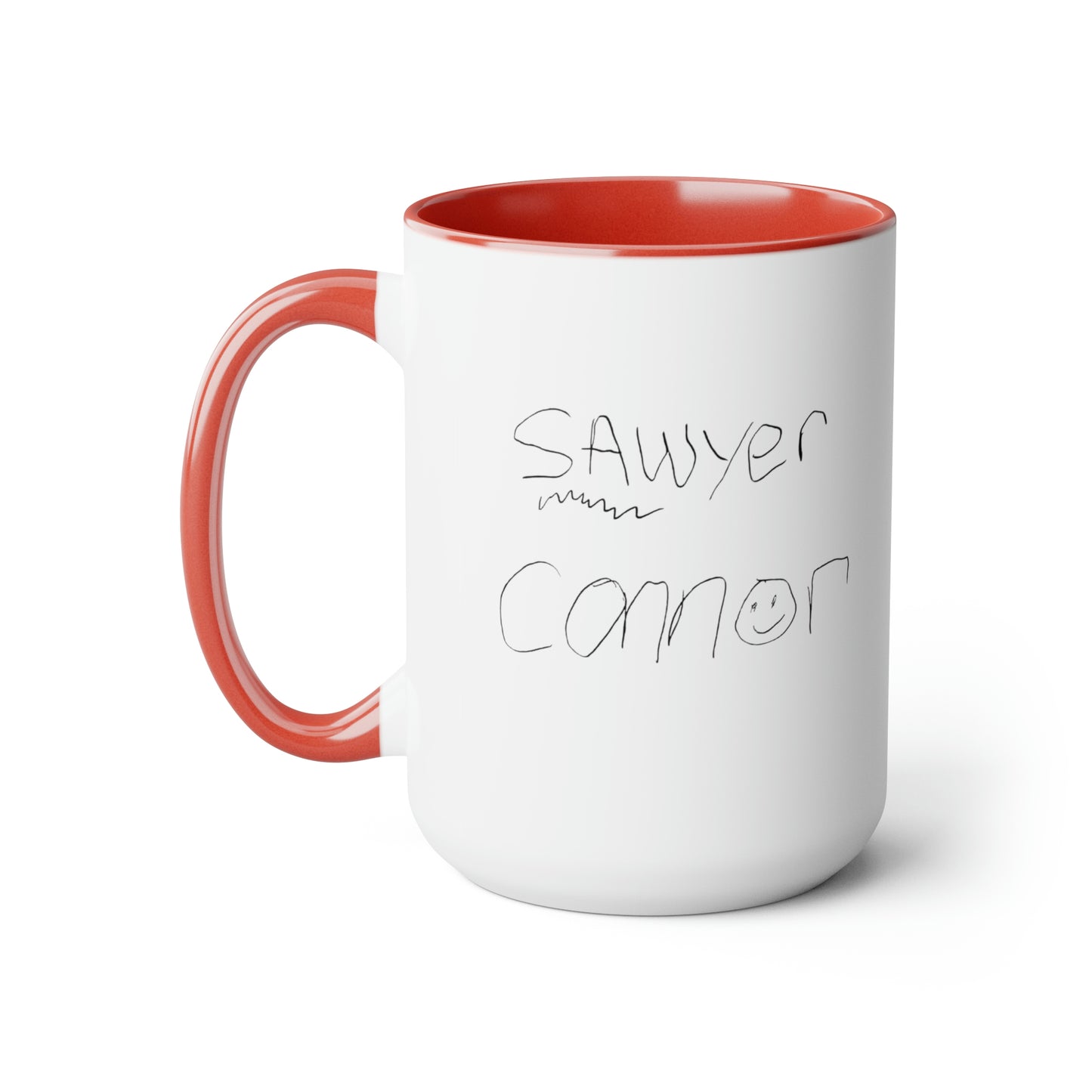 Special Design Connor and Sawyer Stick Figure Two-Tone Coffee Mugs, 15oz