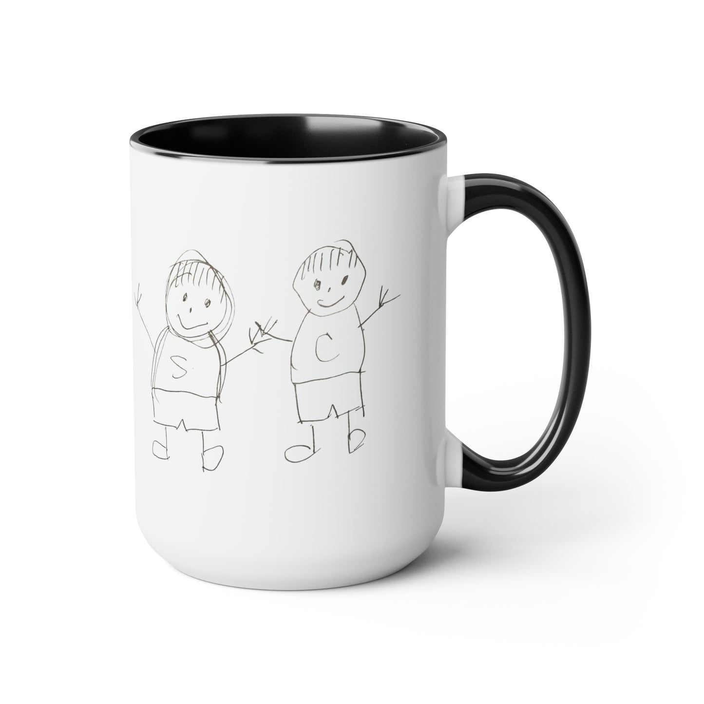 Special Design Connor and Sawyer Stick Figure Two-Tone Coffee Mugs, 15oz