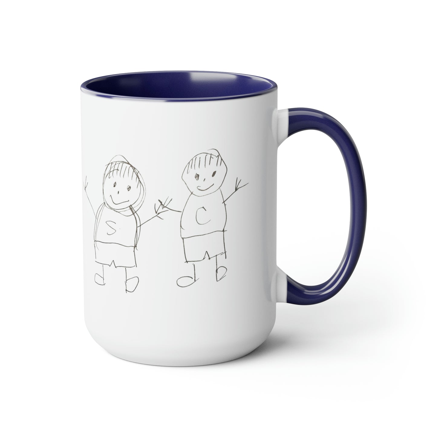 Special Design Connor and Sawyer Stick Figure Two-Tone Coffee Mugs, 15oz